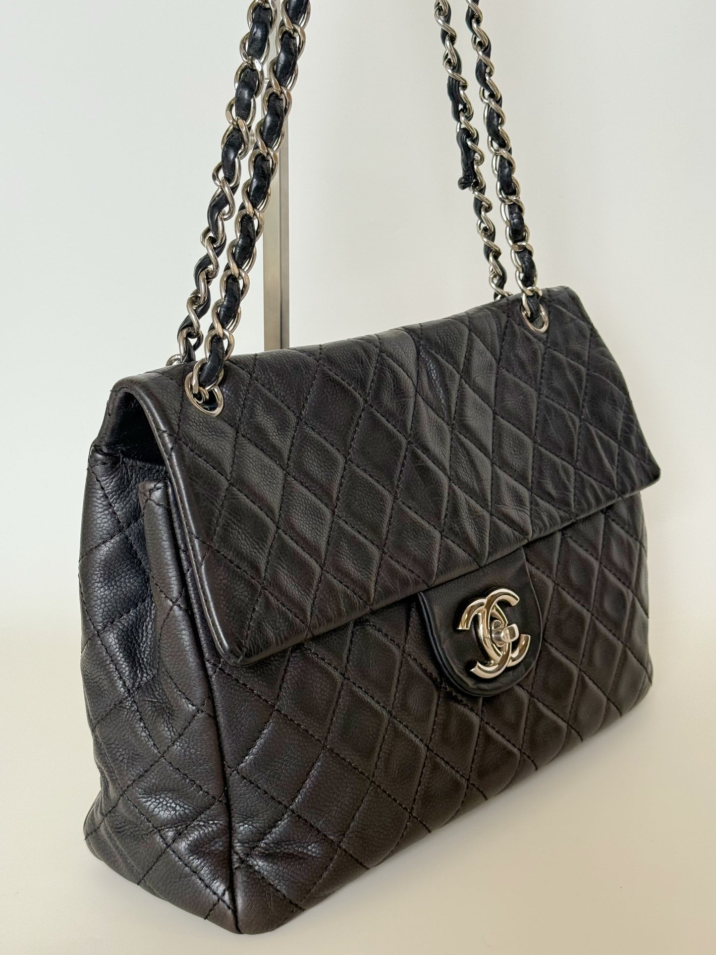 Chanel Vintage Washed Caviar Quilted Single Flap Maxi