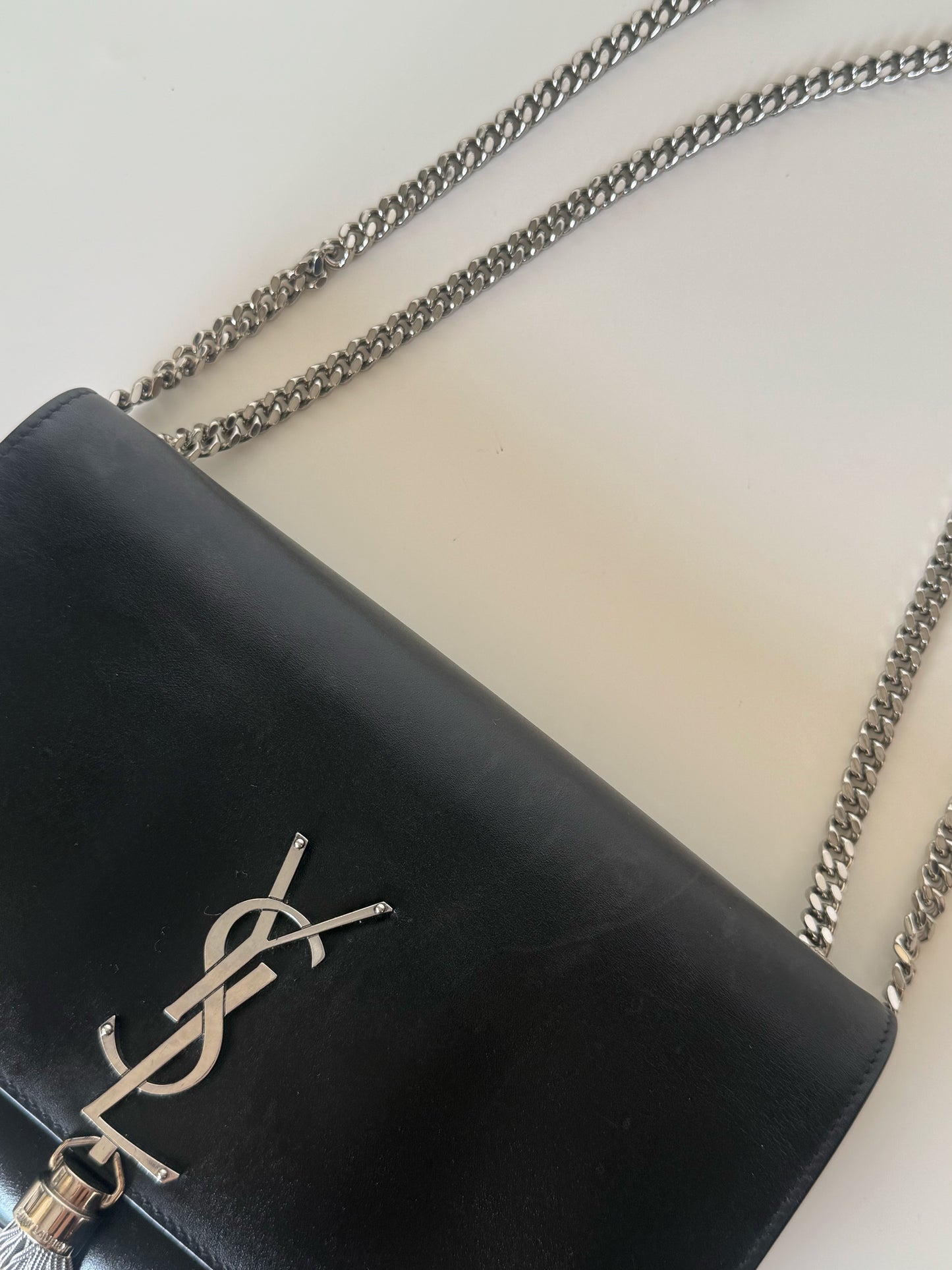 Saint Laurent Smooth Calfskin Classic Monogram Kate Tassel Satchel