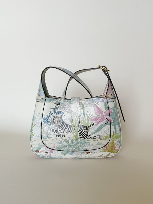 Gucci New Shanghai Calfskin Tiger Savanah Jackie 1961 Hobo