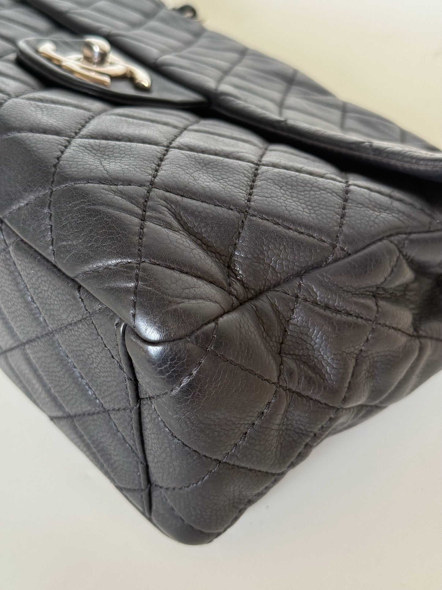 Chanel Vintage Washed Caviar Quilted Single Flap Maxi