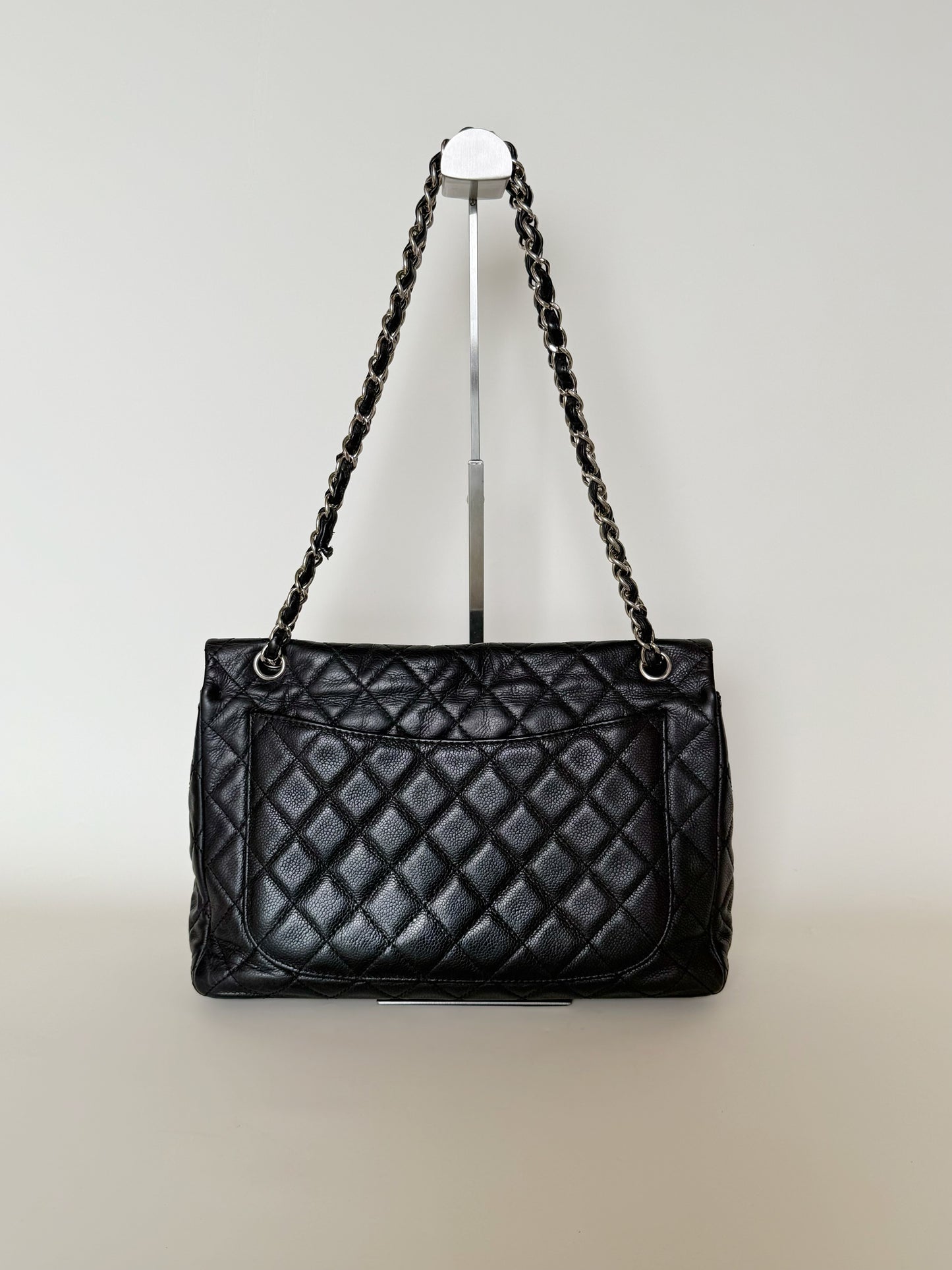 Chanel Vintage Washed Caviar Quilted Single Flap Maxi