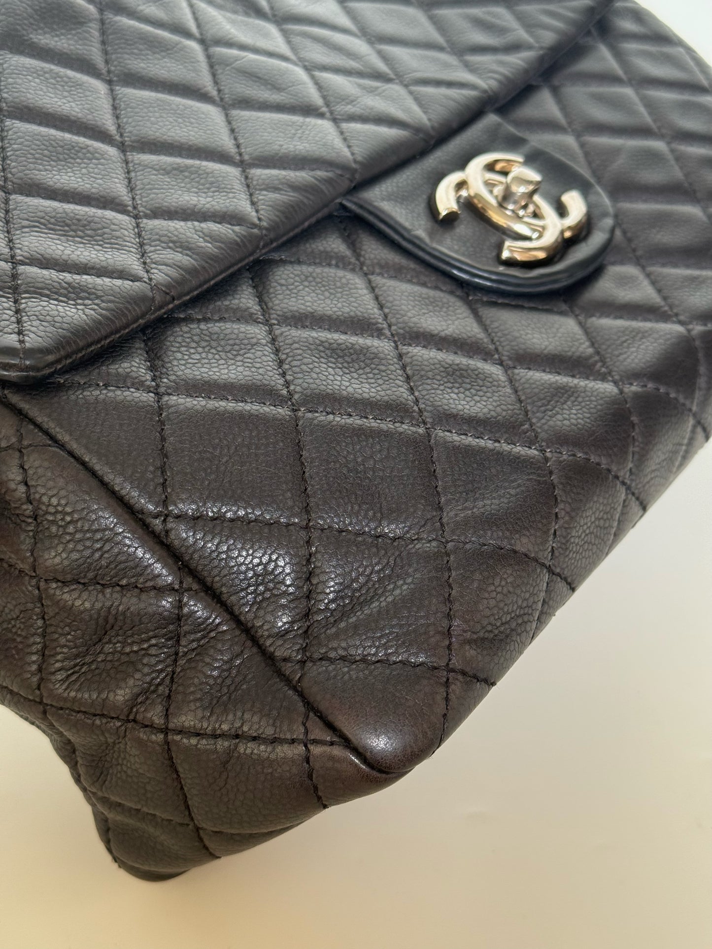 Chanel Vintage Washed Caviar Quilted Single Flap Maxi