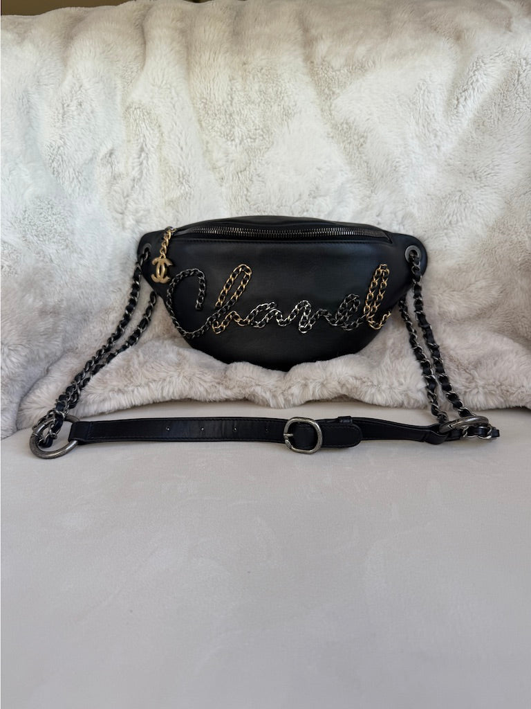 Chanel Written in Chain 20s Signe Waist Bag
