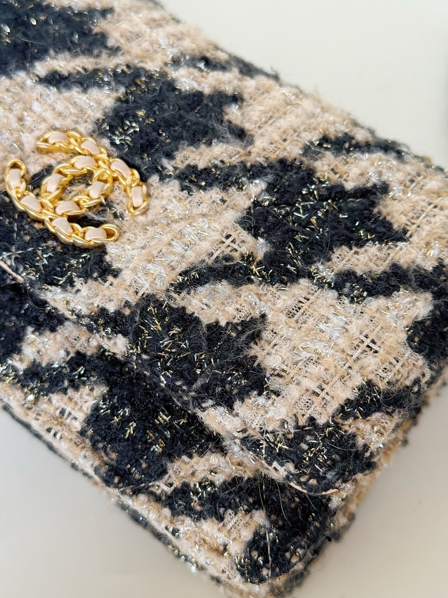 Chanel Wool Tweed Lambskin Quilted Chanel 19 Coin Purse