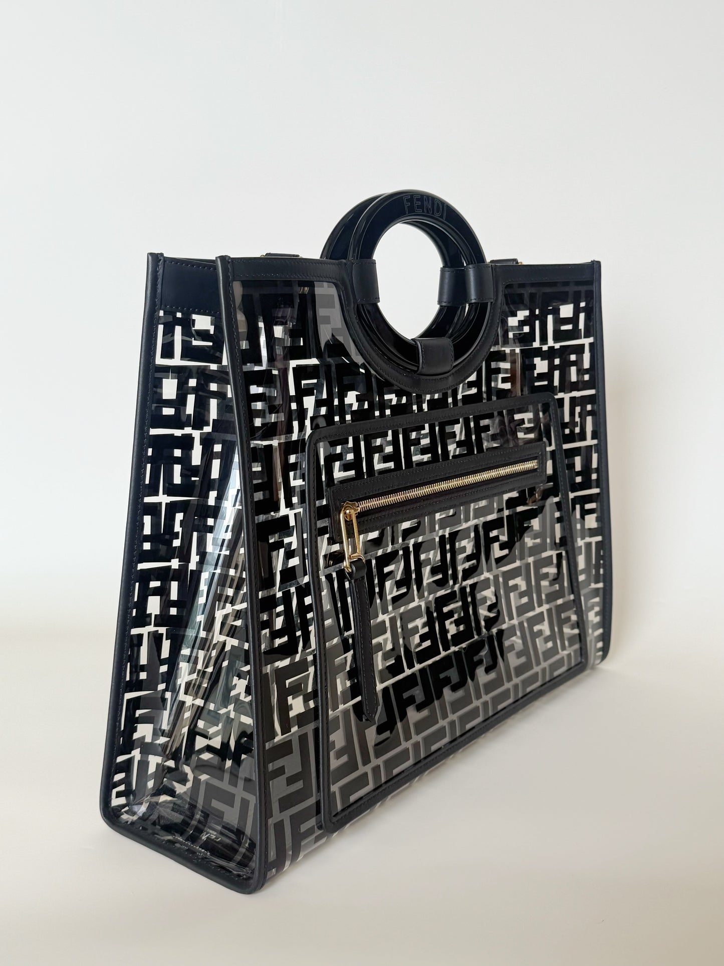 Fendi TPU Vitello Century Plexiglass Runaway Shopper Tote