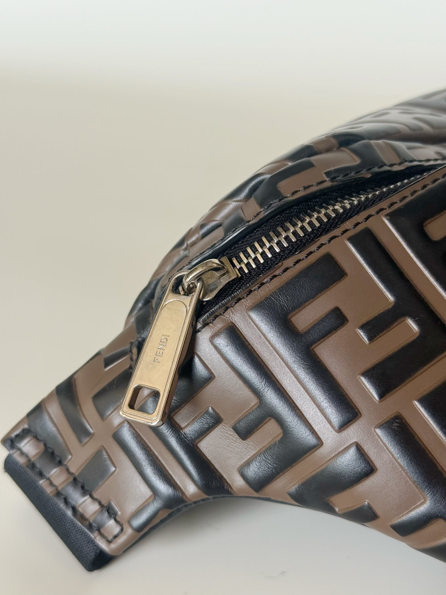 Fendi Vitello Century Bi-color FF 1947 Embossed Belt Bag