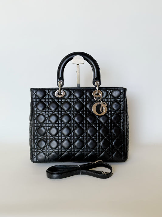 Christian Dior Lambskin Cannage Lady Dior Large