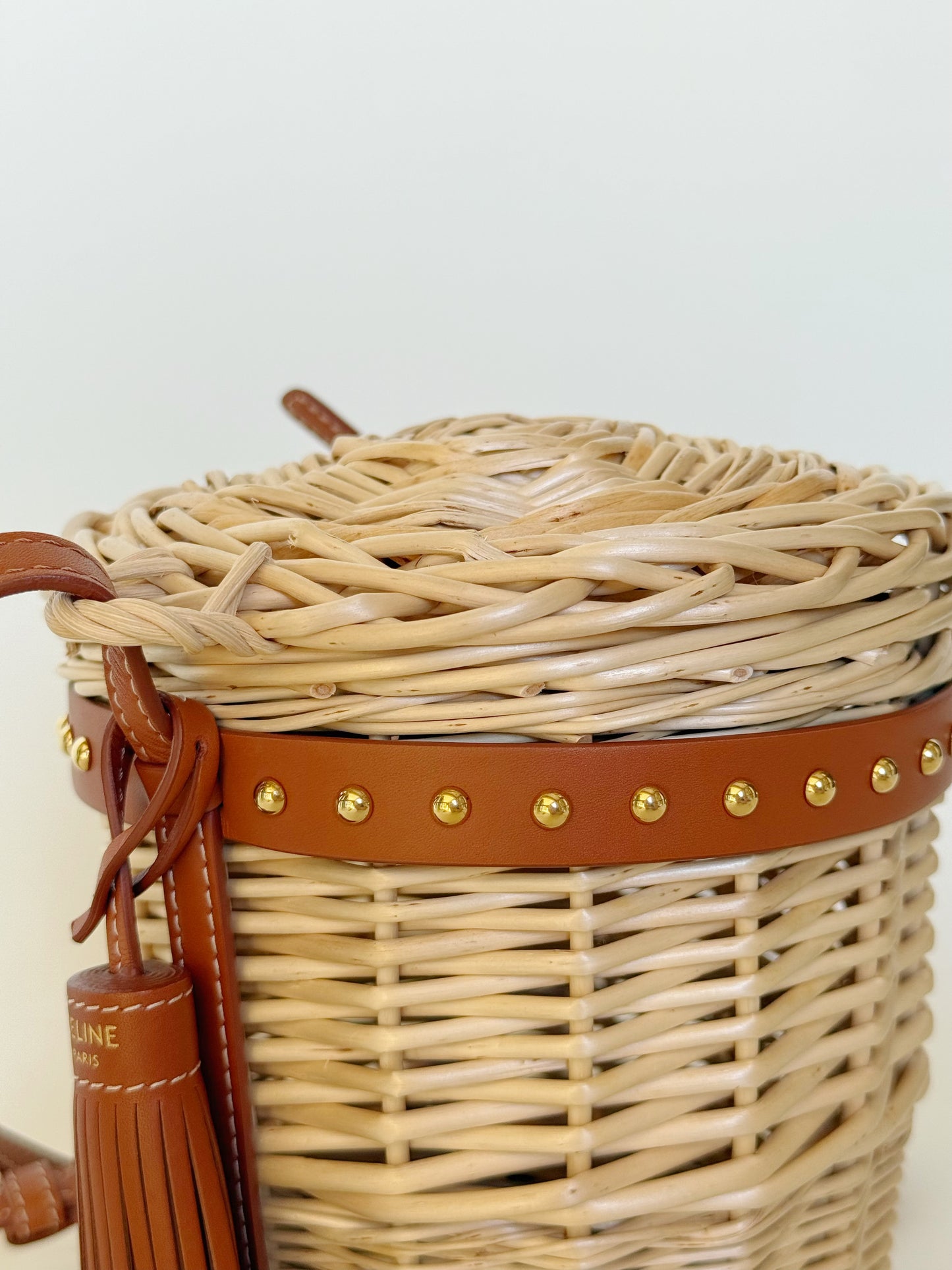 Celine Wicker Calfskin Panier Bucket Bag
