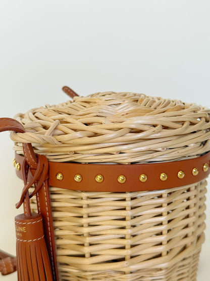 Celine Wicker Calfskin Panier Bucket Bag