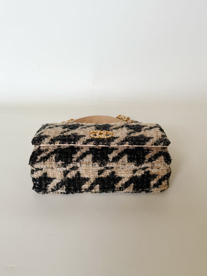 Chanel Wool Tweed Lambskin Quilted Chanel 19 Coin Purse