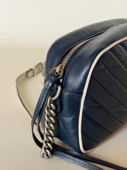 Gucci Vintage Effect Calfskin Matelasse Diagonal Torchon GG Marmont Chain Shoulder Bag