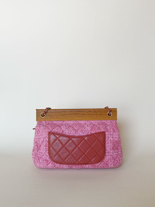 Chanel Quilted Tweed Knock on Wood Flap Bag