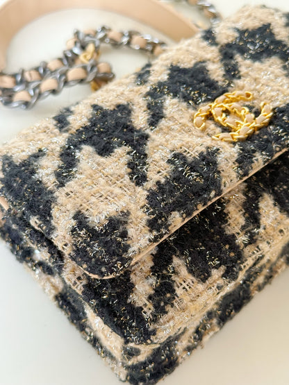 Chanel Wool Tweed Lambskin Quilted Chanel 19 Coin Purse