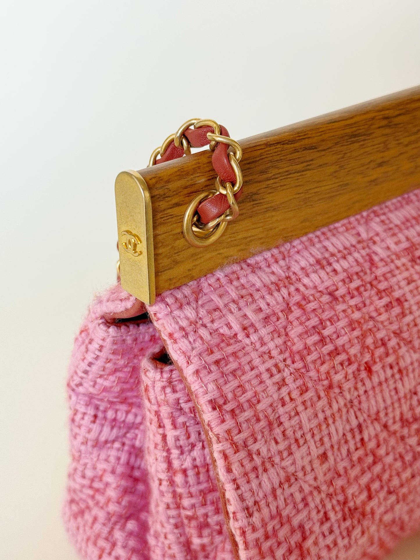 Chanel Quilted Tweed Knock on Wood Flap Bag