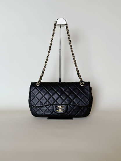 Chanel Lambskin Quilted Medium Precious Jewel Single Flap Black