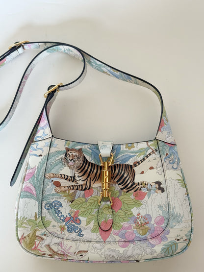 Gucci New Shanghai Calfskin Tiger Savanah Jackie 1961 Hobo
