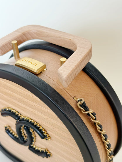 Chanel Lambskin Beechwood Round CC Vanity Case