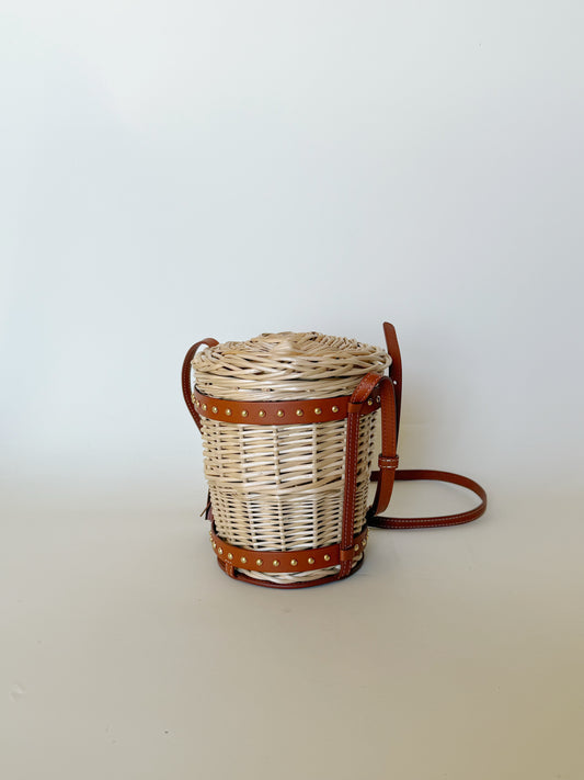 Celine Wicker Calfskin Panier Bucket Bag
