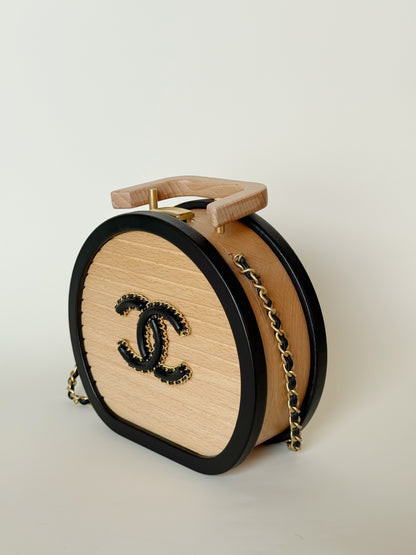 Chanel Lambskin Beechwood Round CC Vanity Case