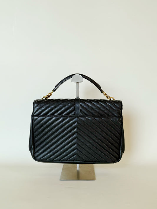 Saint Laurent Grain De Matelasse chevron monogram Stachel (Bundle with Louis Vuitton Clutch)