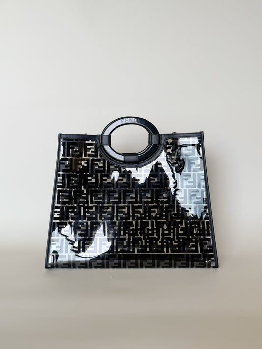 Fendi TPU Vitello Century Plexiglass Runaway Shopper Tote