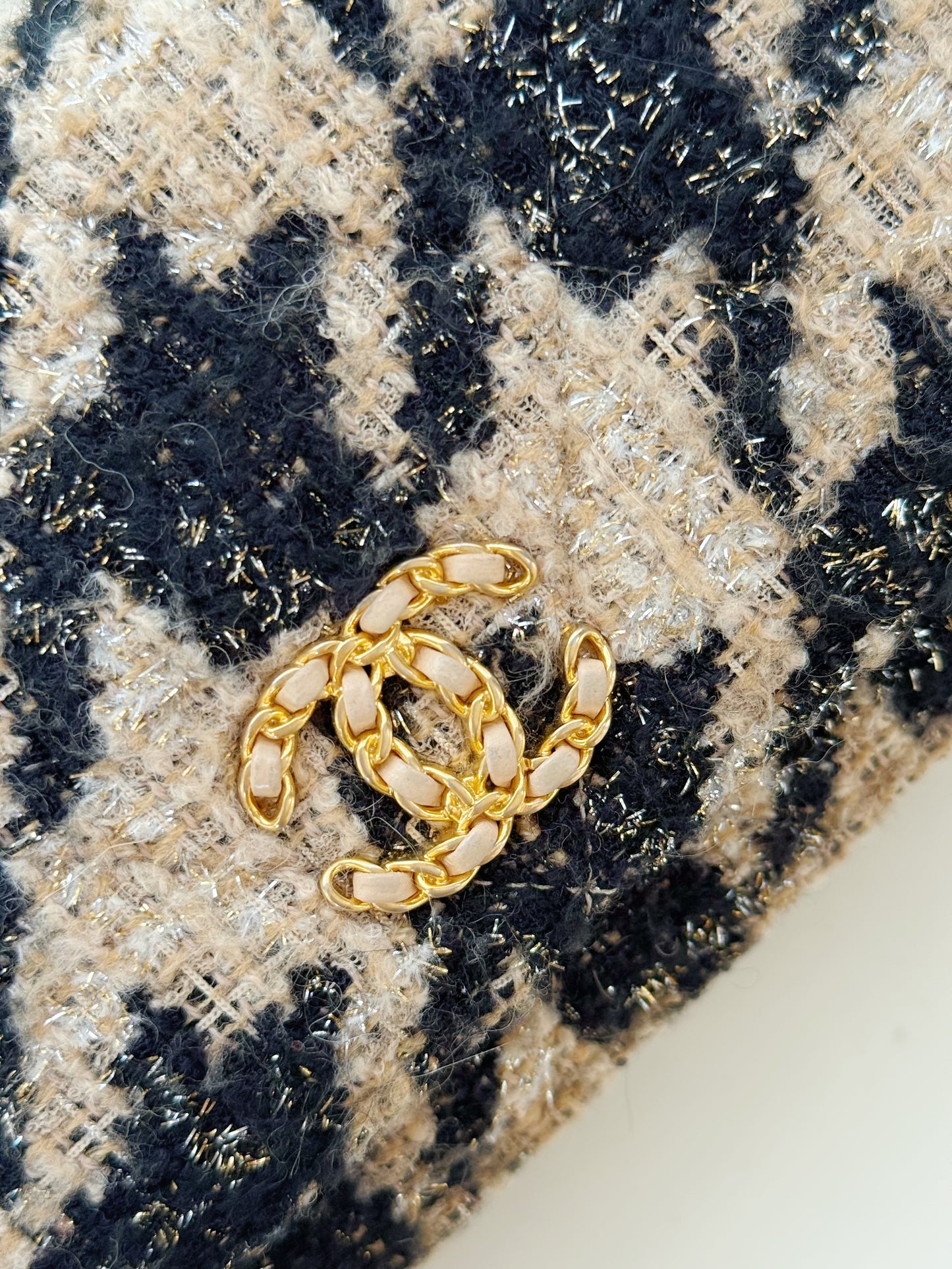 Chanel Wool Tweed Lambskin Quilted Chanel 19 Coin Purse