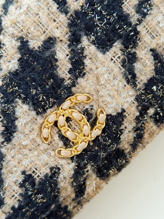 Chanel Wool Tweed Lambskin Quilted Chanel 19 Coin Purse