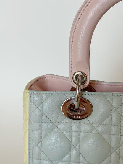 Christian Dior Lambskin Cannage Tri-Color Lady Dior