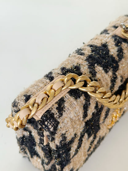 Chanel Wool Tweed Lambskin Quilted Chanel 19 Coin Purse