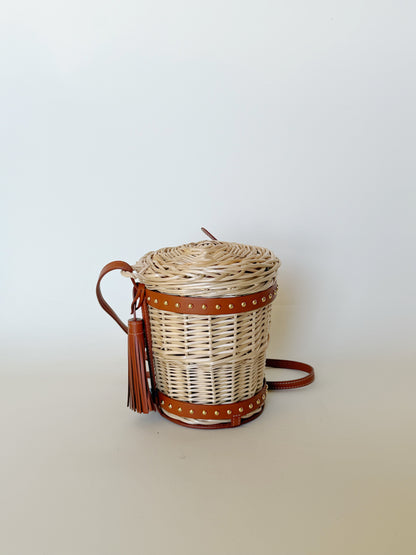 Celine Wicker Calfskin Panier Bucket Bag