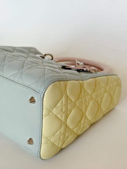Christian Dior Lambskin Cannage Tri-Color Lady Dior