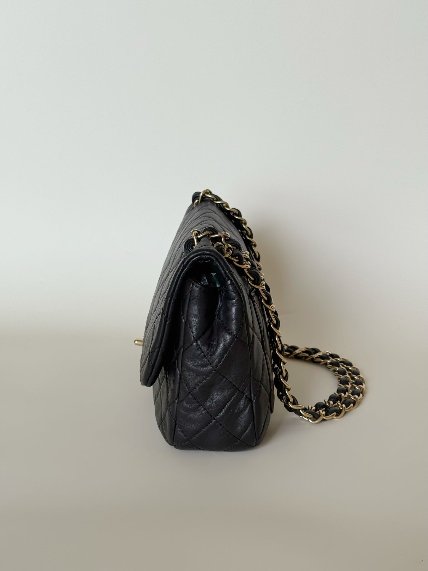 Chanel Lambskin Quilted Medium Precious Jewel Single Flap Black