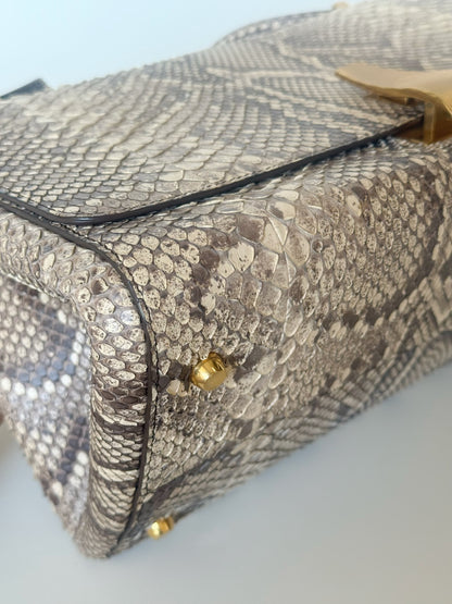 Bottega Veneta Snakeskin BV Angle Shoulder Bag