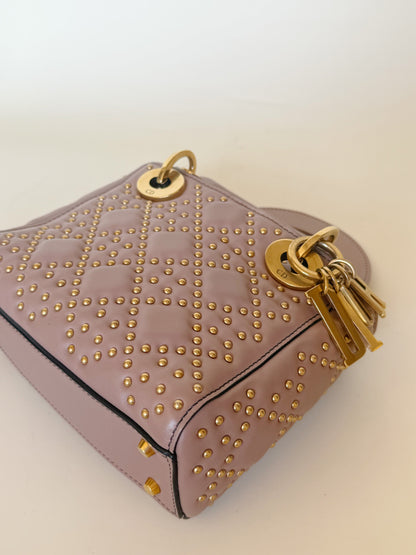 Christian Dior Calfskin Cannage Studded Supple Lady Dior
