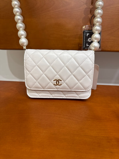 Chanel Calfskin Quilted Mini Maxi Pearls Wallet On Chain CN3504