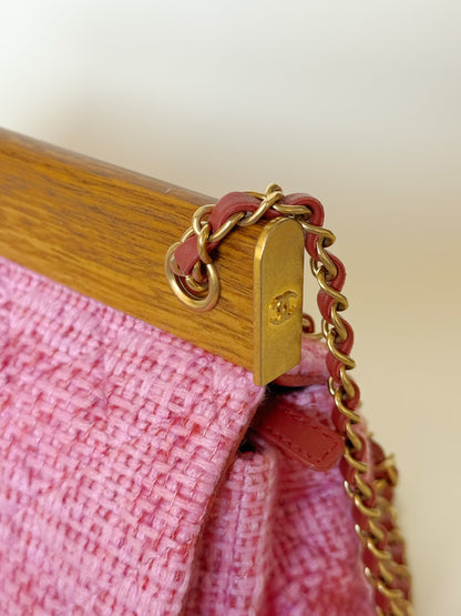 Chanel Quilted Tweed Knock on Wood Flap Bag
