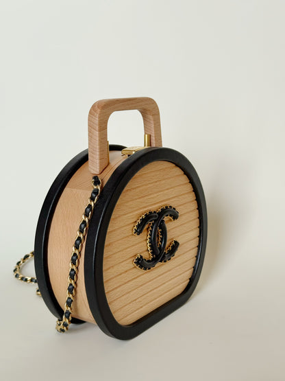 Chanel Lambskin Beechwood Round CC Vanity Case