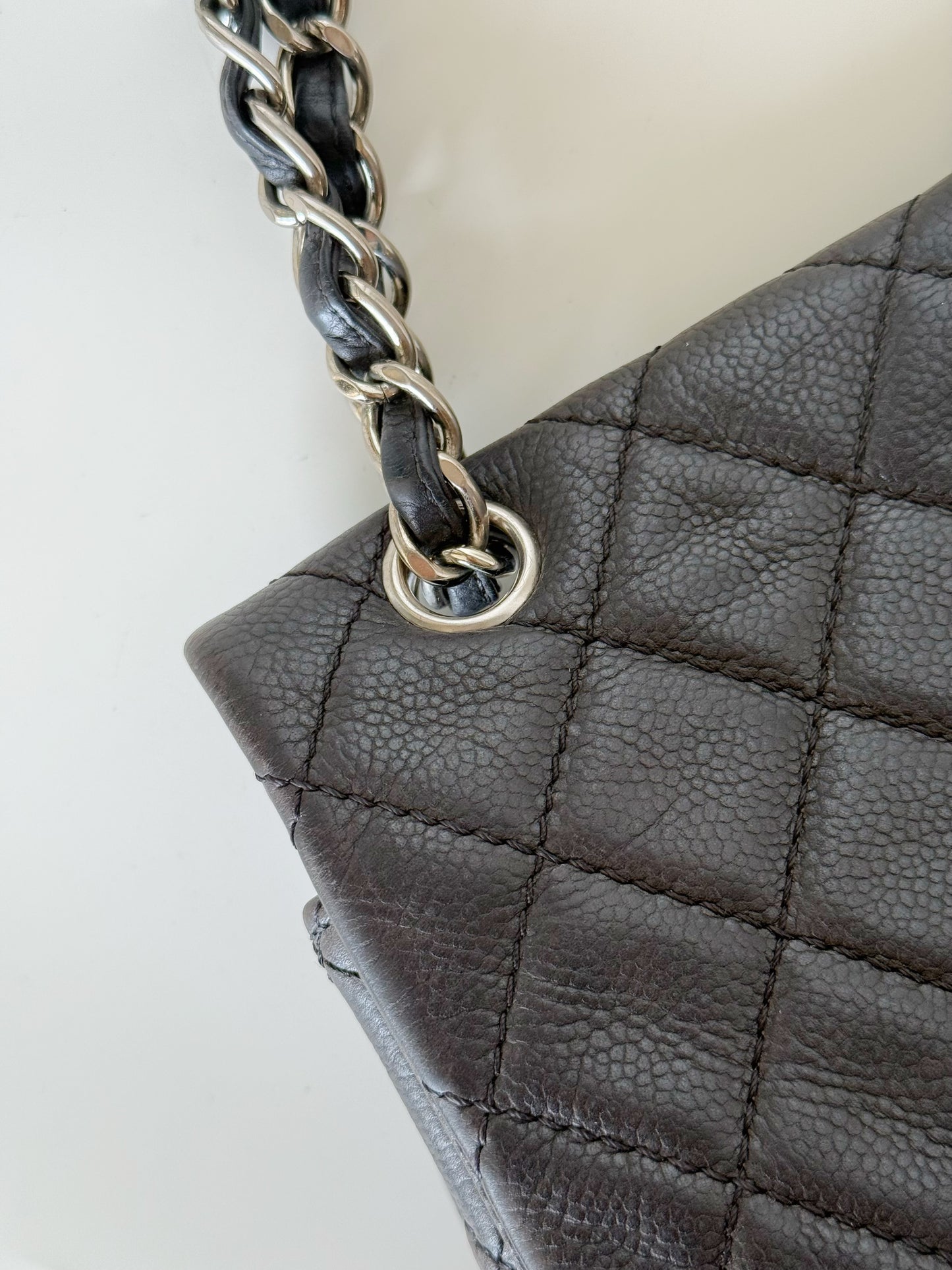 Chanel Vintage Washed Caviar Quilted Single Flap Maxi