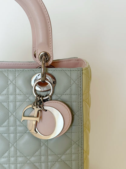 Christian Dior Lambskin Cannage Tri-Color Lady Dior