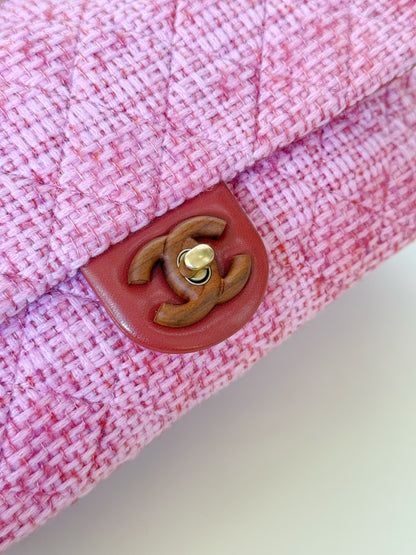 Chanel Quilted Tweed Knock on Wood Flap Bag