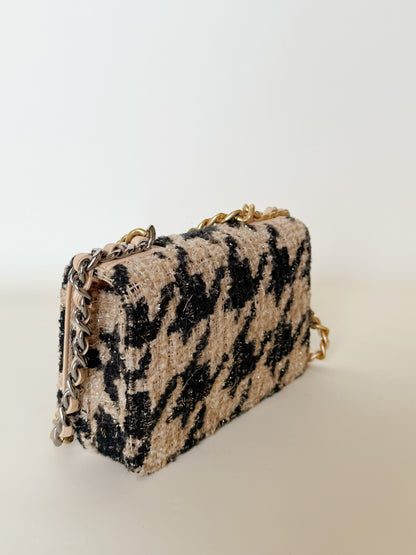 Chanel Wool Tweed Lambskin Quilted Chanel 19 Coin Purse