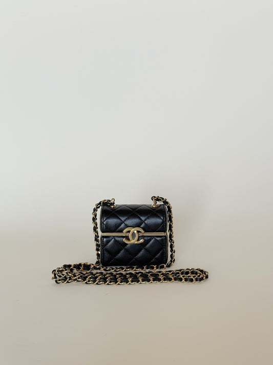 Chanel Lambskin Quilted Box With Chain