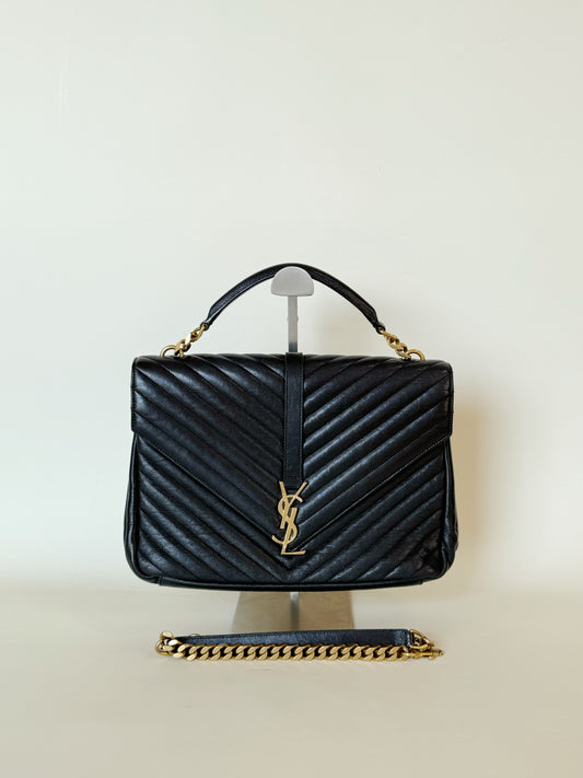 Saint Laurent Grain De Matelasse chevron monogram Stachel (Bundle with Louis Vuitton Clutch)