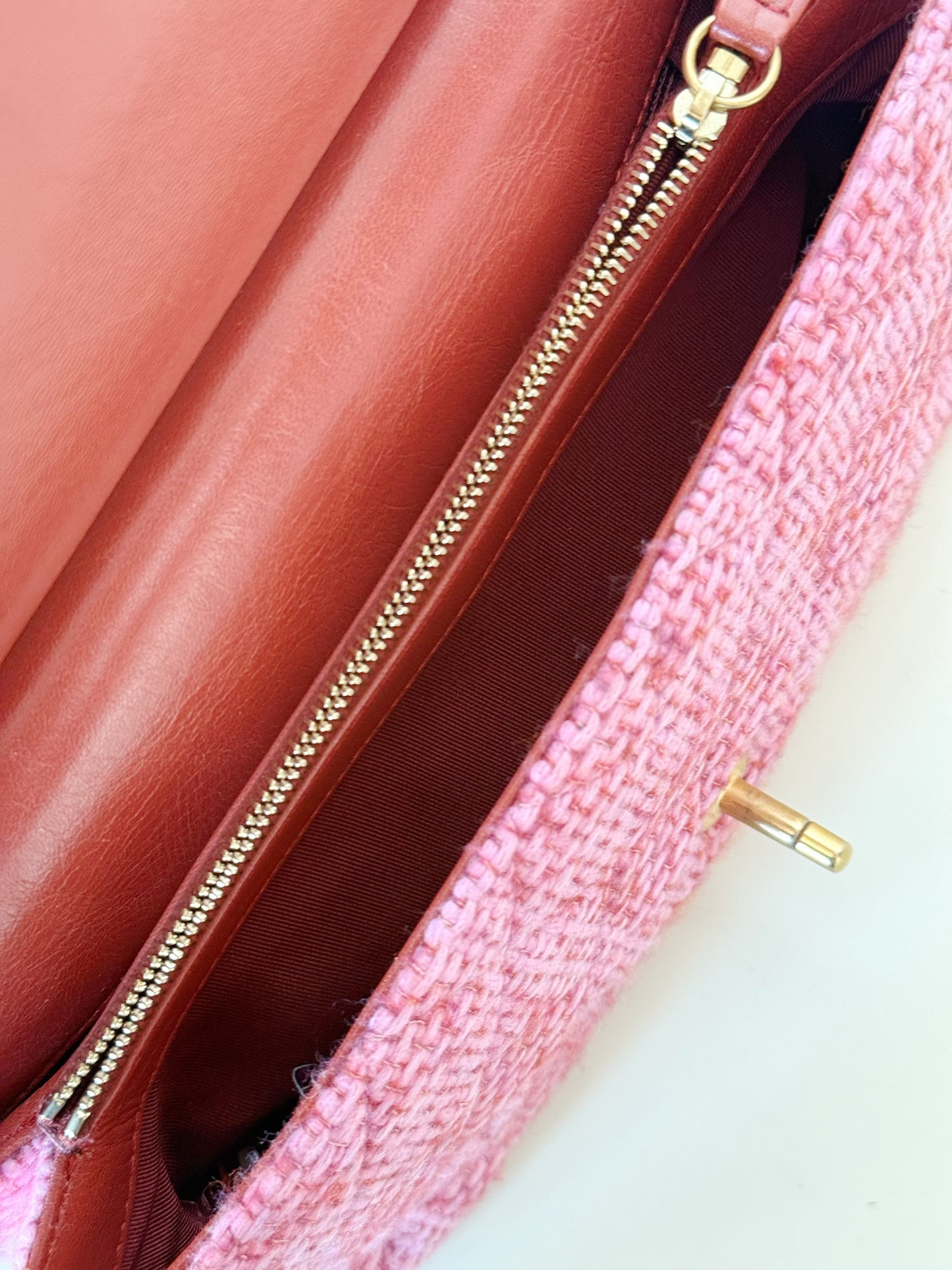 Chanel Quilted Tweed Knock on Wood Flap Bag