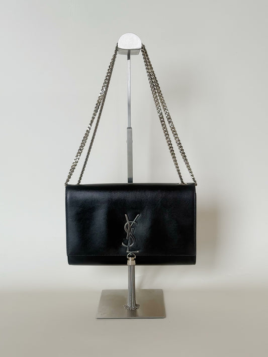 Saint Laurent Smooth Calfskin Classic Monogram Kate Tassel Satchel