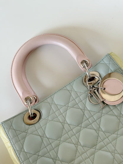 Christian Dior Lambskin Cannage Tri-Color Lady Dior