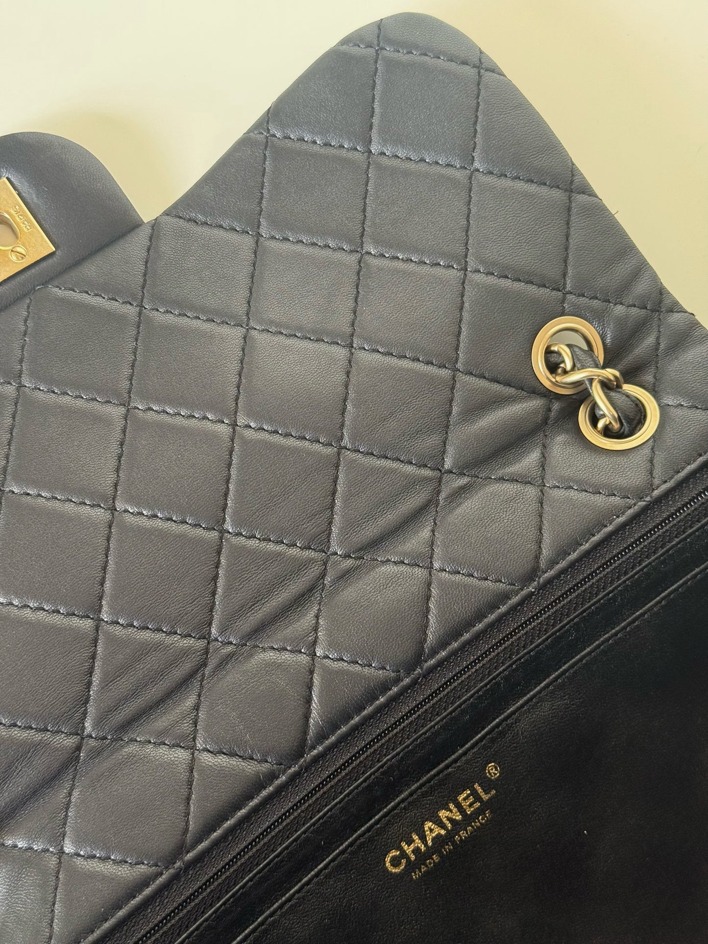 Chanel Lambskin Quilted Medium Precious Jewel Single Flap Black