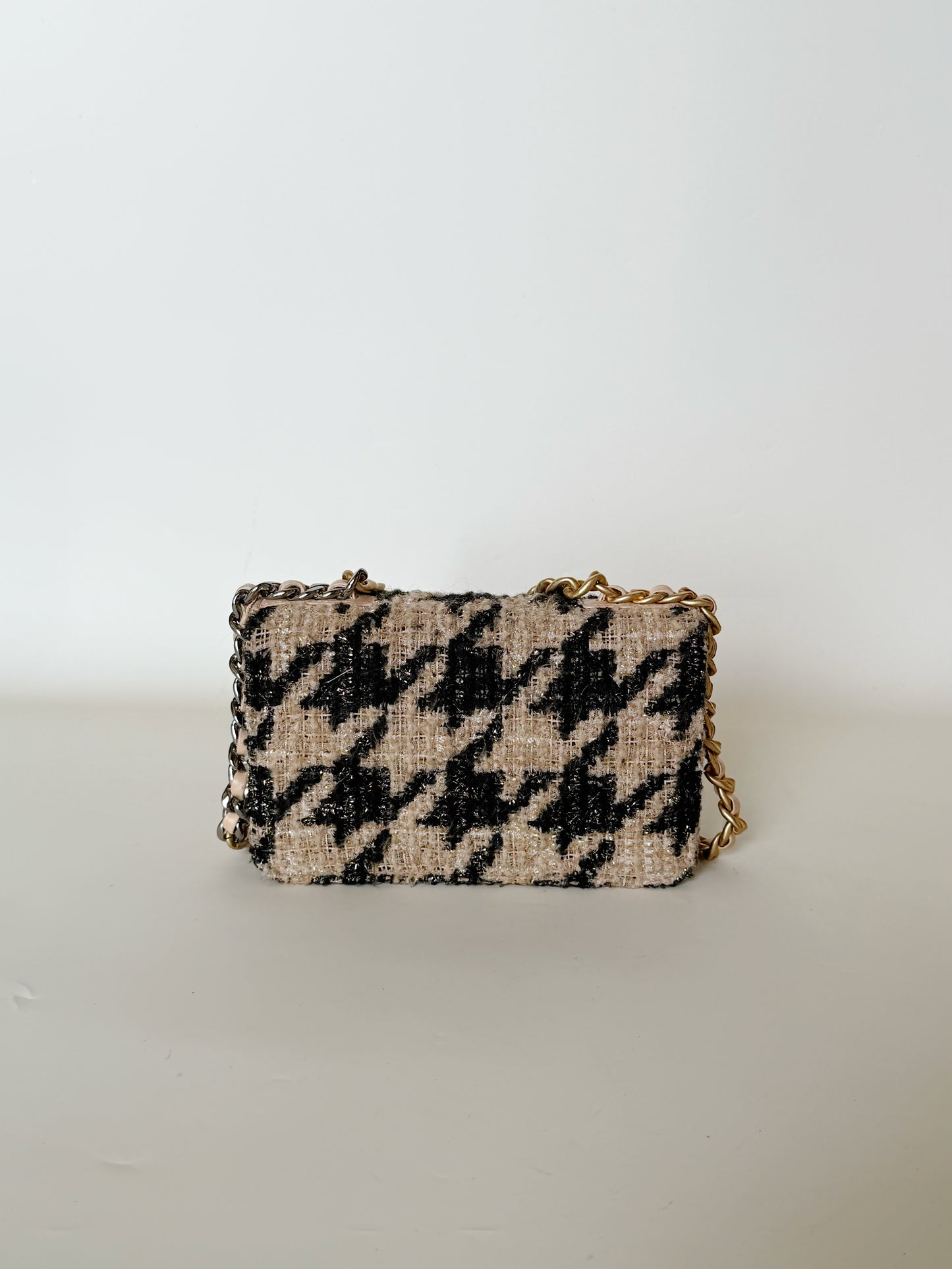Chanel Wool Tweed Lambskin Quilted Chanel 19 Coin Purse