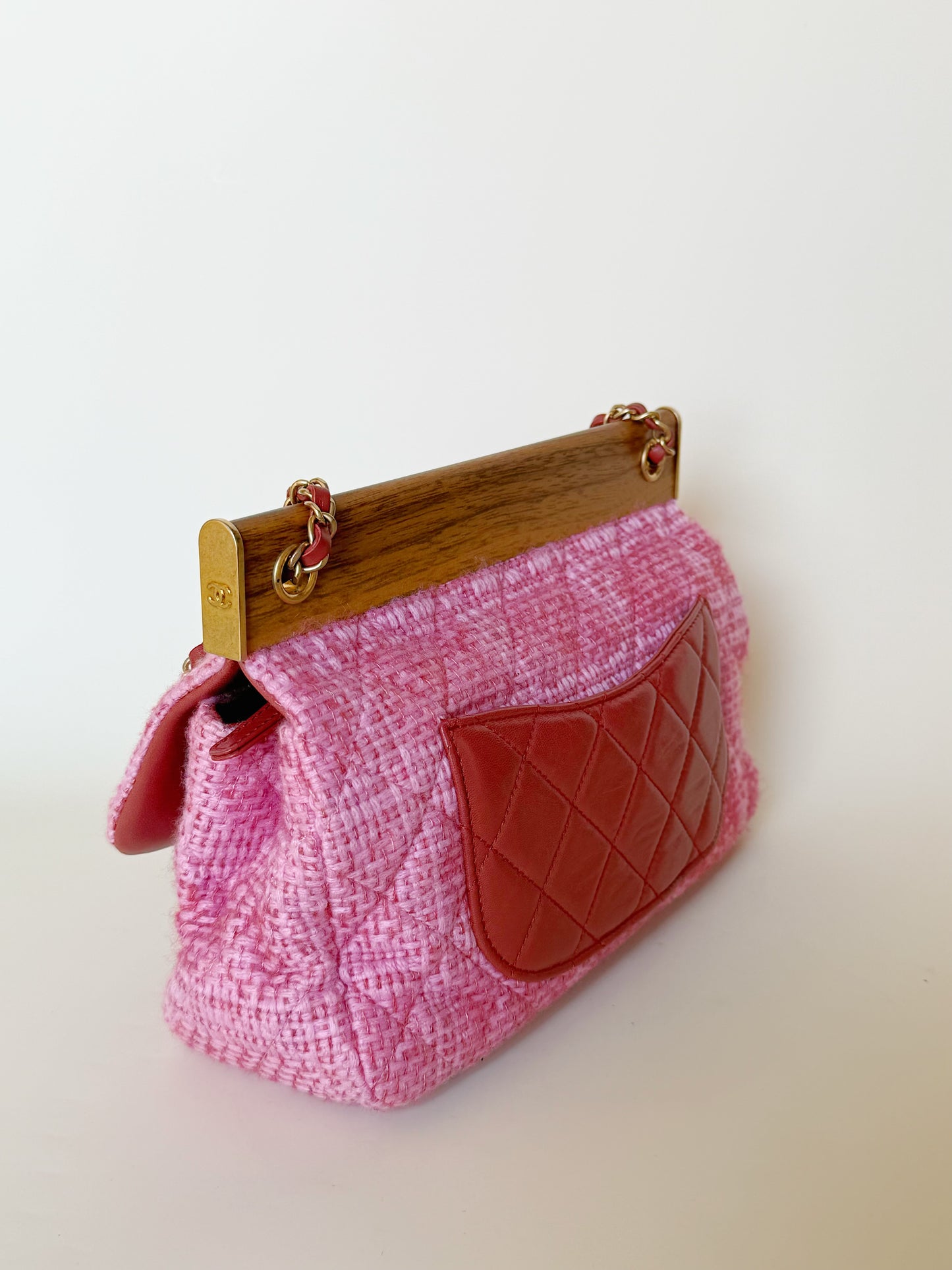 Chanel Quilted Tweed Knock on Wood Flap Bag