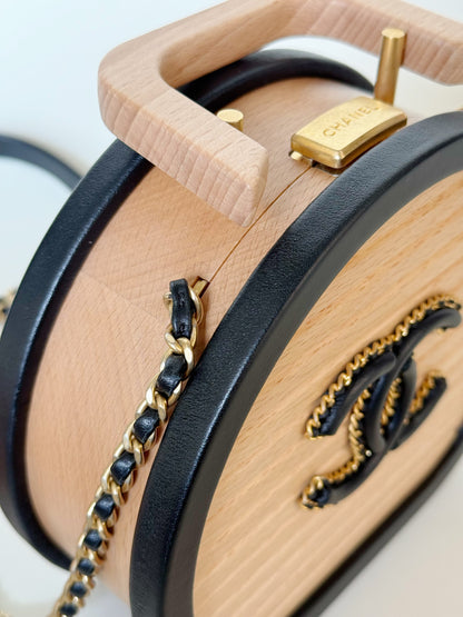 Chanel Lambskin Beechwood Round CC Vanity Case